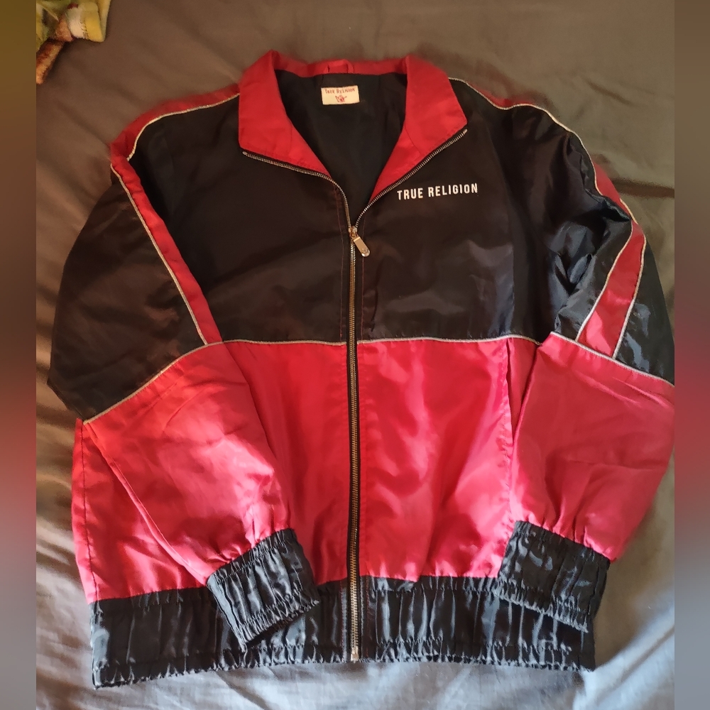 Vintage True Religion Black and Red Zip-Up Jacket/Size